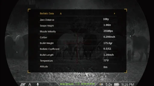 ZHD520R-V2 - ZULUS HD V2 5-20X Digital Night Vision Scope with Laser Rangefinder and Ballistic Calculator - Image 7