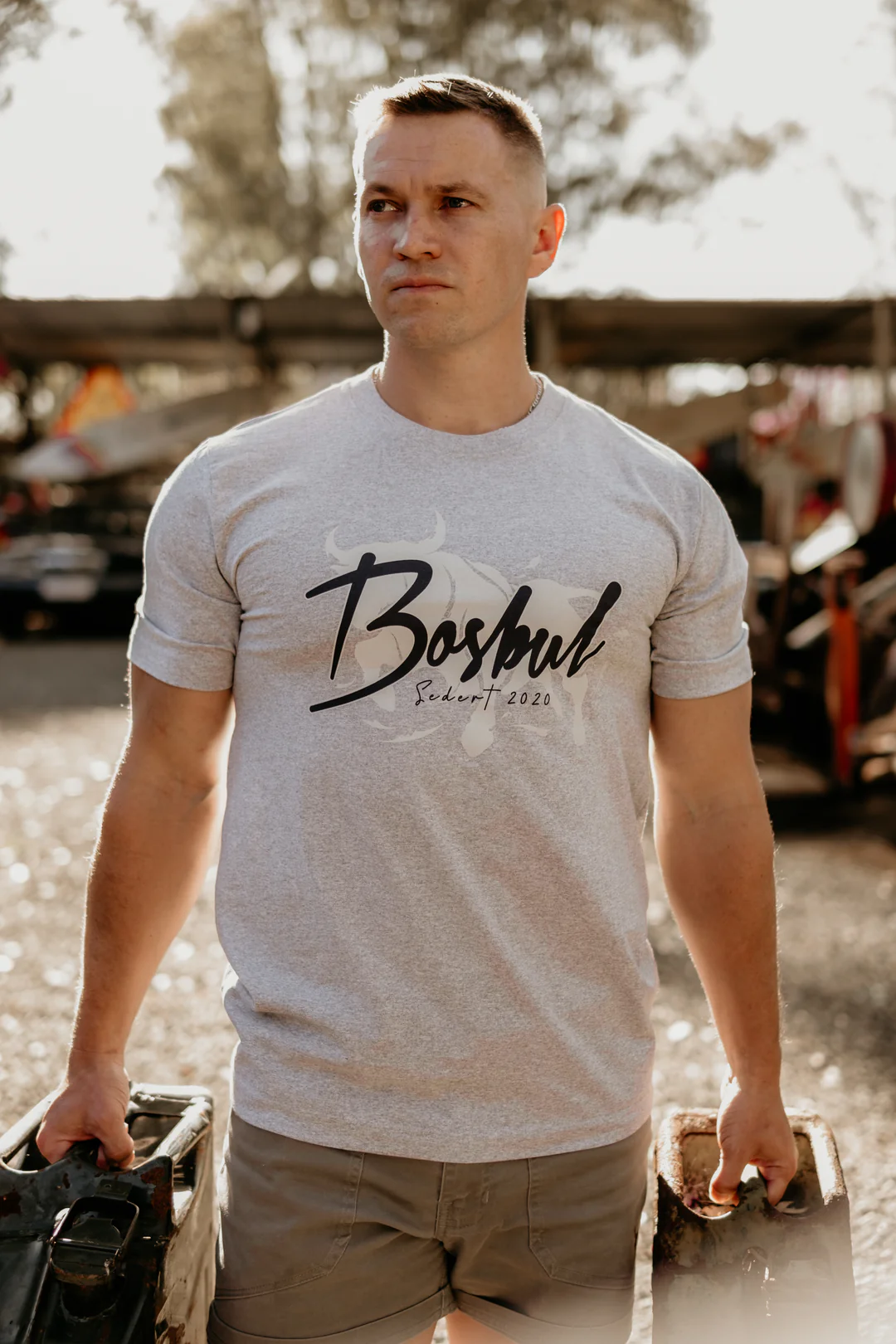BOSBUL Light Grey Melange T-Shirt - Image 2