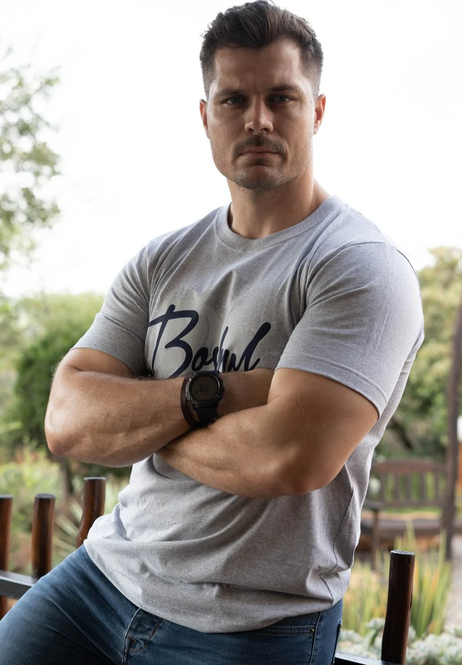 BOSBUL Light Grey Melange T-Shirt - Image 3