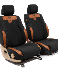 Beesdam - Legacy Premium Seat Cover- Charcoal and Red Brown Leather - Toyota Hilux 2.4 GD6 - Single Cab