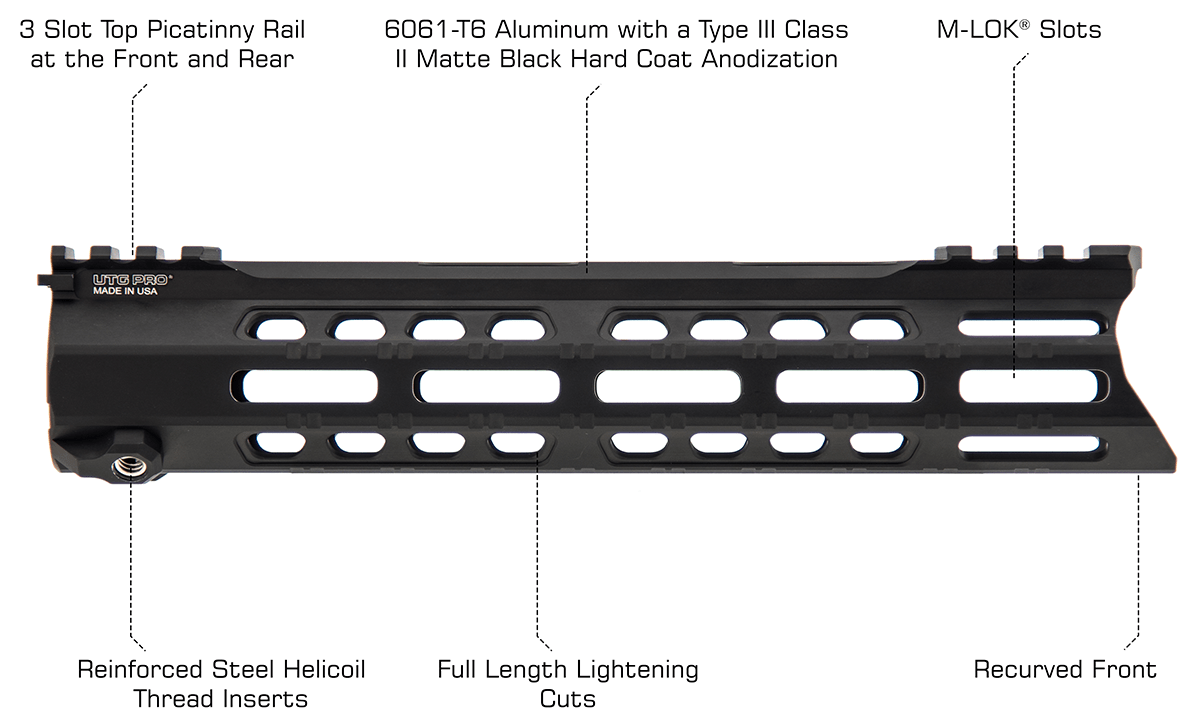UTG AR15 Forerunner M-LOK Handguard 10 Inch Black - Image 4